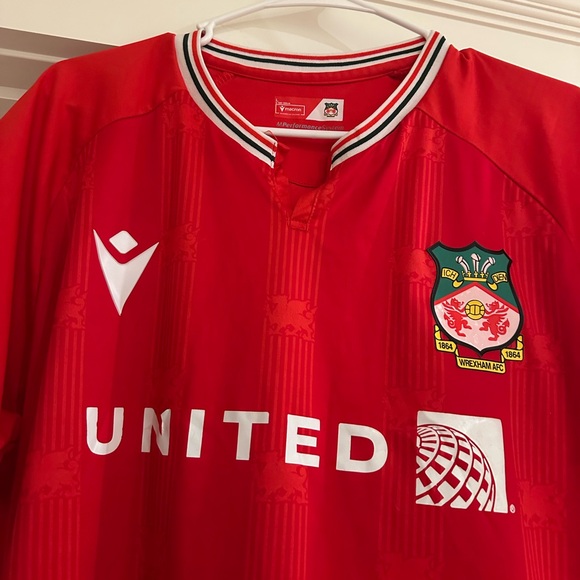 MACARON Wrexham Red Sports Jersey with Logo - Picture 2 of 8